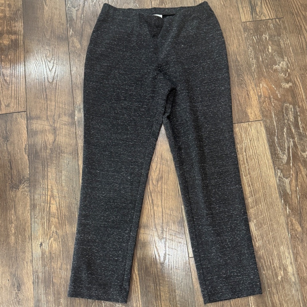 J. Jill Women Charcoal Gray Space Dye Ponte Slim Leg Pull On Pants Size Medium